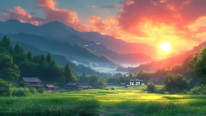 唯美晚霞乡村