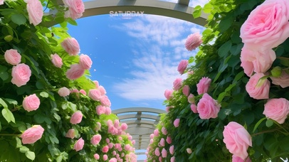 蓝天下的玫瑰花