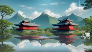 寂静湖水阁楼