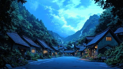 凌晨静谧无人治愈小镇