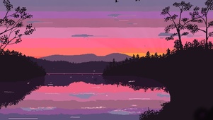 像素落日湖畔