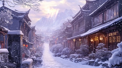 水乡雪景