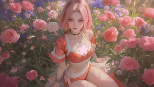 可爱鲜花女孩