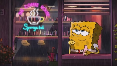 雨夜咖啡馆海绵宝宝