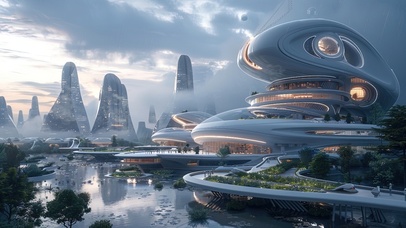 未来主义流线型城市