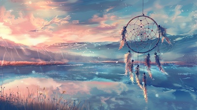 清新唯美湖畔捕梦网