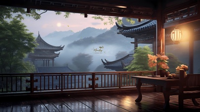 4K唯美古风楼台