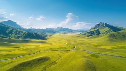 纯净绿色护眼高山草原
