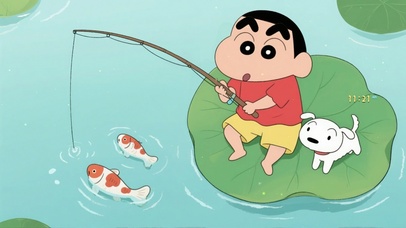 可爱荷塘垂钓小新