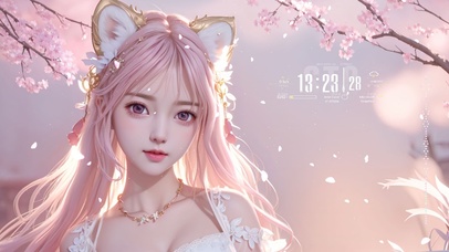 狐耳粉色樱花女孩