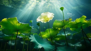 阳光水下荷花