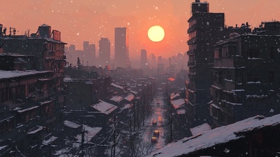 落日黄昏下的寂静街景