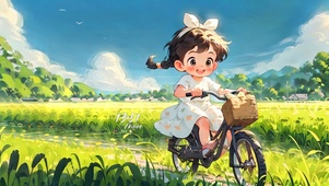 小清新 骑行女孩
