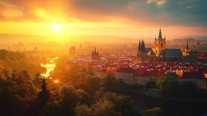俯瞰落日布拉格风光