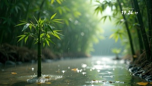 雨中竹林