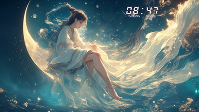 坐在月亮上的女孩