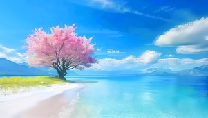湖边的樱花树