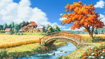 秋日小桥流水人家