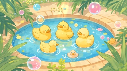 清凉泳池小黄鸭
