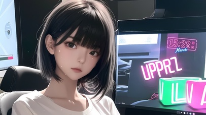 可爱黑发电竞少女