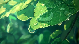 露珠绿叶