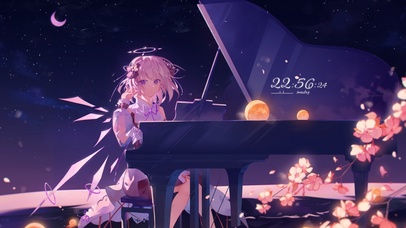 唯美星空下弹琴女孩