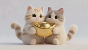 抱着元宝的猫咪