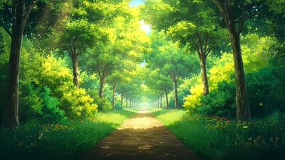 夏日阳光森林小道