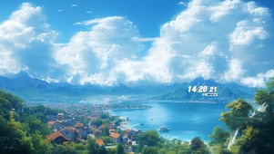护眼湖边小镇