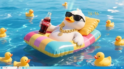 悠闲漂流小黄鸭