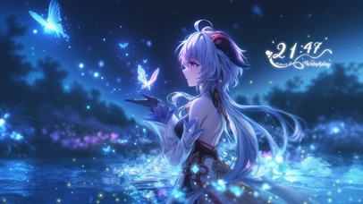 雪墨壁纸丨甘雨丨蝶梦幽夜丨