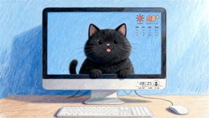 简约屏幕小黑猫