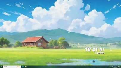 护眼蓝天白云树木河流桌面主题