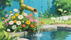 花园竹筒流水动态壁纸