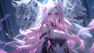 兽耳粉发白虎少女
