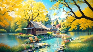湖边小木屋