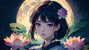月下荷花美人