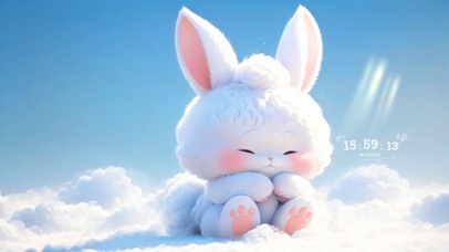 4k云朵上小兔
