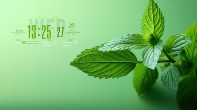 小清新绿叶薄荷