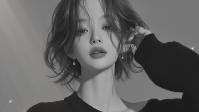 小清新黑白风优雅美女