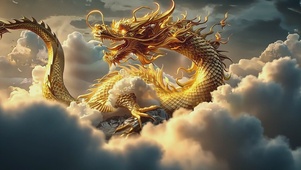 在云海中飞翔中国龙吉祥物