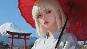 持伞少女