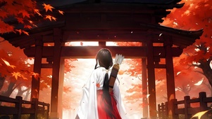 秋日枫林桔梗