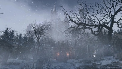 暴风雪中的古城堡