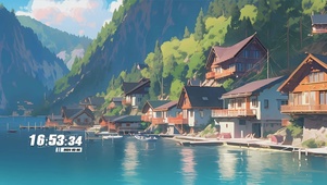 护眼树木房屋景色