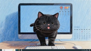 简约屏幕小黑猫主题