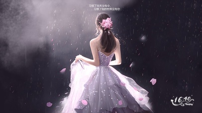 雨天唯美女孩背影