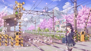 4K唯美治愈樱花铁道美少女