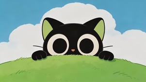 偷偷看你可爱小黑猫