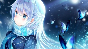 蝴蝶煽动翅膀 少女流下眼泪